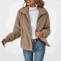Elena | Soft Fleece Zip-Up Cardigan with Wide Collar