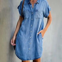 Classic Button-Down Denim Shirt Dress