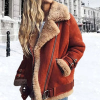 Karina | Women's Aviator Jacket with Asymmetrical Zipper and Shearling Collar