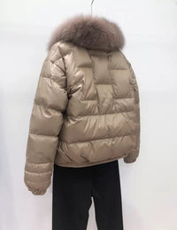 Charlotte | Cropped Puffer Jacket with Faux-Fur Collar
