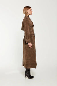 Sienna | Long Suede-Look Trench Coat for Women