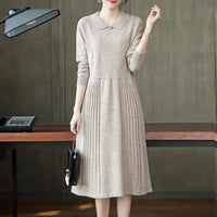 Elodie | Elegant Long-Sleeved Knit Midi Dress