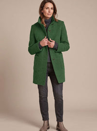 Sophia | Women's Knee-Length Coat with High Collar and Patch Pockets