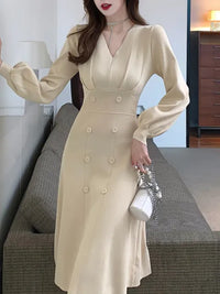 Gwendolyn | Elegant Double-Breasted Knit Midi Dress for Women