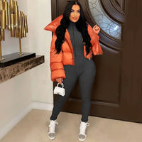 Liana | Two-Tone Puffer Jacket with Oversized Collar
