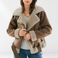 Women's fleece sherpa bomber jacket with zipper – Amira