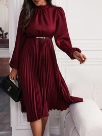 Laura | Women's Pleated Maxi Dress with Lantern Sleeves