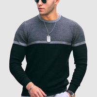 Adrian | Two-Tone Crew-Neck Knit Sweater for Men
