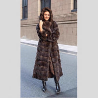 Elara | Women's Long Winter Coat with Hood and Luxe Fur Texture