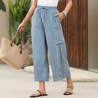 Striped Elastic Waist Wide Pants