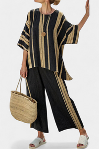 Brielle | Comfortable Oversized Striped Top & Relaxed Linen Pants