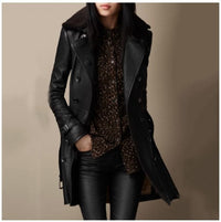 Wilhelmine | Elegant Black Double-Breasted Coat with Teddy Collar