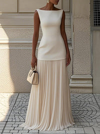 Architectural Pleated Maxi Dress