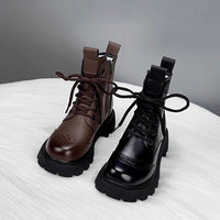 Freya | Women’s Lace-Up Combat Boots with Buckle Detail