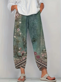 Floral Print Relaxed Wide Pants