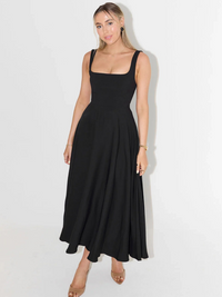 Grace Structured Square-Neck Midi Dress