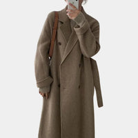 Sienna | Women's Long Coat with Double-Breasted Front & Tie Belt