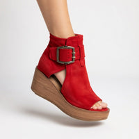 Lara | Modern Open-Toe Wedge Ankle Boots with Buckle Detail