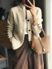 Juno | Pure Cashmere Cardigan with Contrast Trim