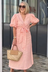 South Beach Style Natasha - Elegant V-Neck Dress Resort Edition