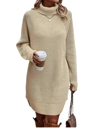 Elodie | Autumnal Knit Dress with Roll Neck