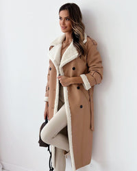 Sophia | Women's Teddy-Lined Trench Coat with Double-Breasted Buttons & Waist Belt