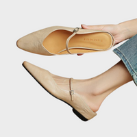 Gabrielle | Women's Leather Mules with Pointed Toe and Mary Jane Strap