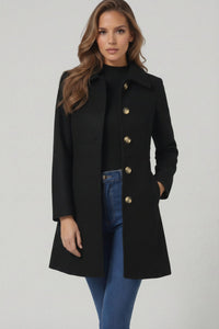 Vivienne | Elegant Long Tailored Coat with Button Closure