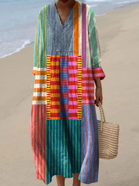 Tropic Flow Retro Dress with Geometric Print for Women Tropical Outfit