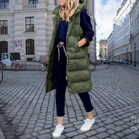 Holly | Long Padded Quilted Vest with Hood and Pockets
