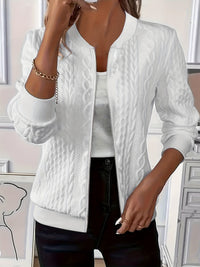 Daniela | Textured Knit Zip-Up Jacket with Baseball Collar