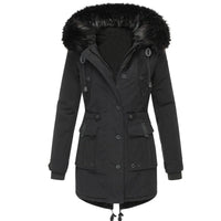 Elowen | Women's Parka Jacket with Fur-Trimmed Hood & Cinched Waist