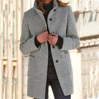 Clara | Classic Grey Winter Coat with Button Closure