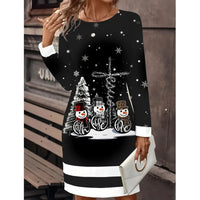 Freya | Christmas Sweater Dress with Snowman Print and Contrast Trim