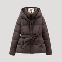 Women's Hooded Belted Puffer Jacket