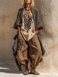 Sun Escape Nomadic Bohemian Art Print Three-Piece Set Outfit