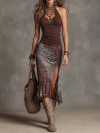 Flera Stylish Watercolor Chiffon Dress