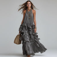 Evelle Ruffle Halter Maxi