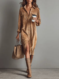 Relaxed Button Midi Dress