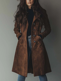 Selena | Trench Coat with Waist Belt and Wide Notched Collar