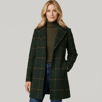 Elena | Women's Plaid Trench Coat with Structured Lapel & Tailored Fit