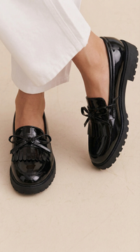 High-Shine Tassel Bow Loafer