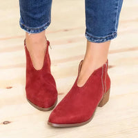 Bianca | Red Suede-Look Ankle Boots for Women