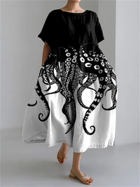 Floral Summer Maxi Dress - Black/White