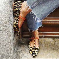 Leopard Print Strap Ballet Flats