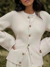 Catherine | Soft Ribbed Button Front Cardigan