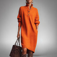 Danielle | Soft Knit Midi Dress with Button Placket