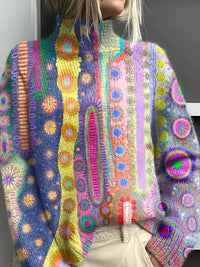 Charlotte | Multicolor Turtleneck Sweater with Bold Patterns