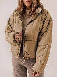 Annika | Black Cropped Puffer Jacket with Adjustable Hem