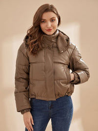 Clara | Beige Quilted Puffer Jacket with Hood